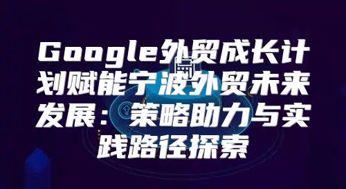 Google外贸成长计划赋能宁波外贸未来发展：策略助力与实践路径探索