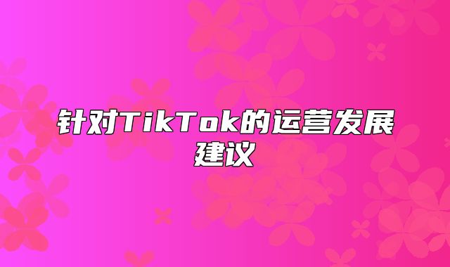 针对TikTok的运营发展建议