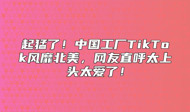 起猛了！中国工厂TikTok风靡北美，网友直呼太上头太爱了！