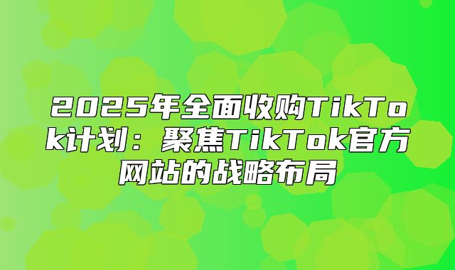 2025年全面收购TikTok计划：聚焦TikTok官方网站的战略布局