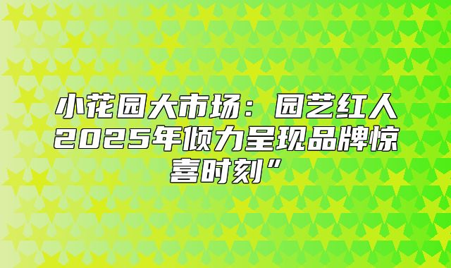小花园大市场：园艺红人2025年倾力呈现品牌惊喜时刻”