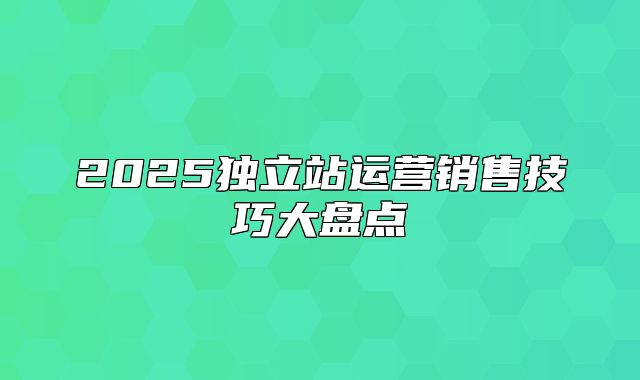 2025独立站运营销售技巧大盘点