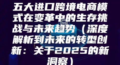 五大进口跨境电商模式在变革中的生存挑战与未来趋势深度解析到未来的转型创新：关于2025的新洞察