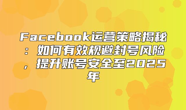 Facebook运营策略揭秘：如何有效规避封号风险，提升账号安全至2025年