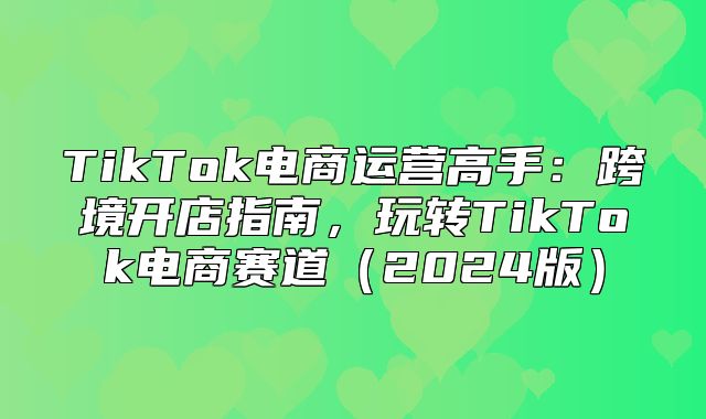 TikTok电商运营高手：跨境开店指南，玩转TikTok电商赛道2025版