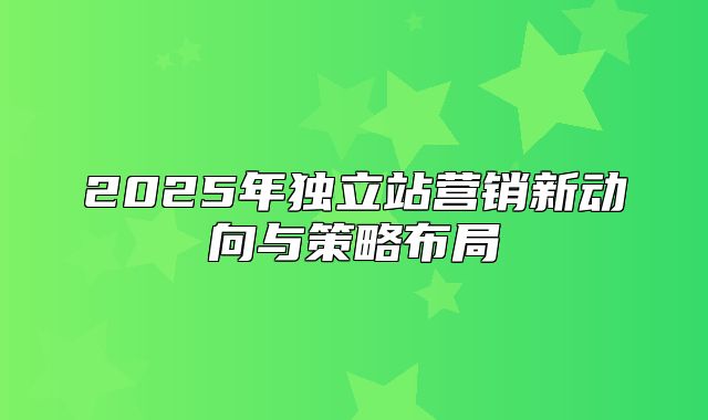 2025年独立站营销新动向与策略布局