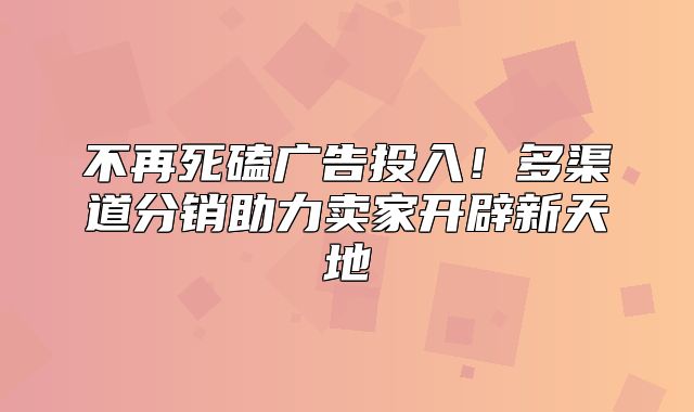 不再死磕广告投入！多渠道分销助力卖家开辟新天地