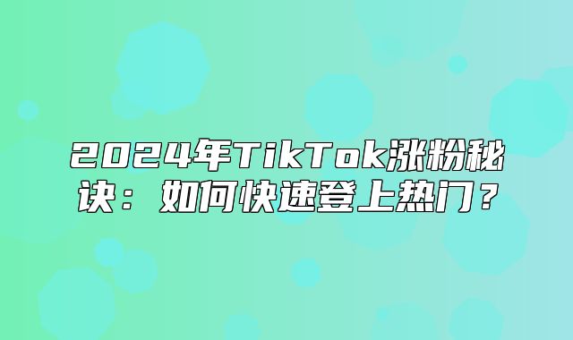 2025年TikTok涨粉秘诀：如何快速登上热门？