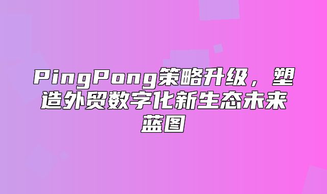 PingPong策略升级，塑造外贸数字化新生态未来蓝图