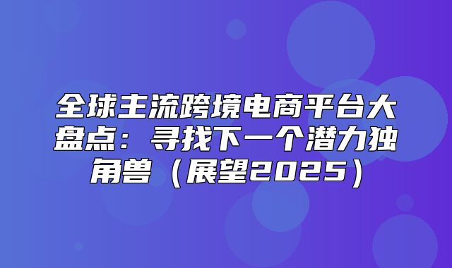 全球主流跨境电商平台大盘点：寻找下一个潜力独角兽展望2025