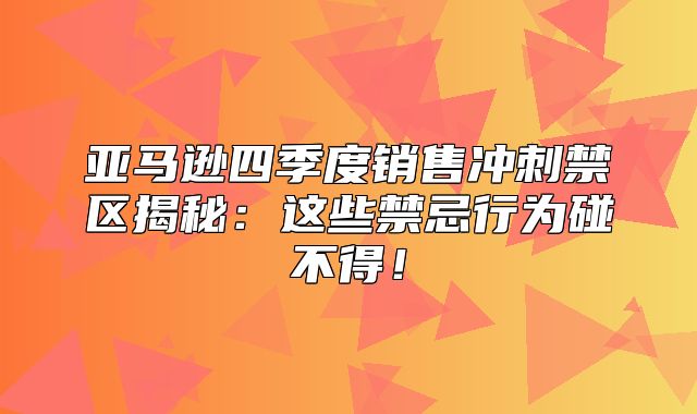 亚马逊四季度销售冲刺禁区揭秘：这些禁忌行为碰不得！