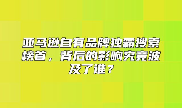 亚马逊自有品牌独霸搜索榜首，背后的影响究竟波及了谁？