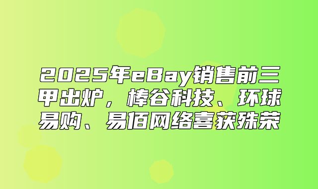 2025年eBay销售前三甲出炉，棒谷科技、环球易购、易佰网络喜获殊荣