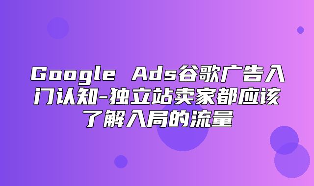 Google Ads谷歌广告入门认知-独立站卖家都应该了解入局的流量