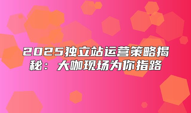 2025独立站运营策略揭秘：大咖现场为你指路