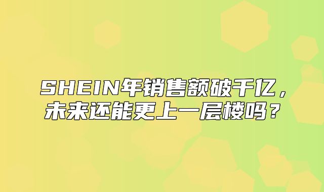 SHEIN年销售额破千亿，未来还能更上一层楼吗？