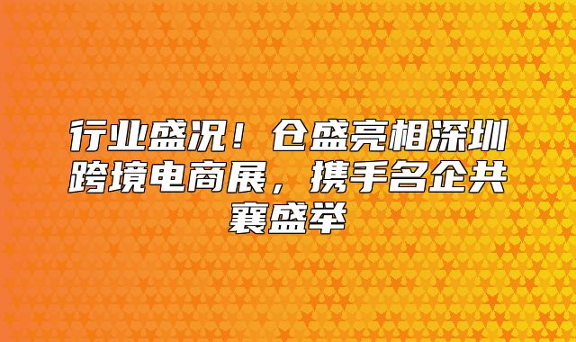 行业盛况！仓盛亮相深圳跨境电商展，携手名企共襄盛举