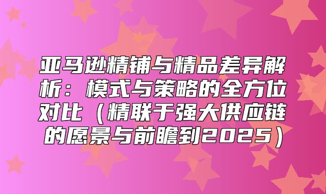 亚马逊精铺与精品差异解析：模式与策略的全方位对比精联于强大供应链的愿景与前瞻到2025