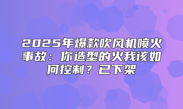 2025年爆款吹风机喷火事故：你造型的火我该如何控制？已下架