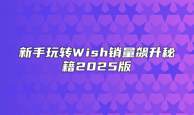 新手玩转Wish销量飙升秘籍2025版
