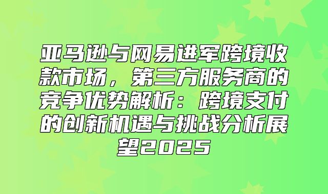 亚马逊与网易进军跨境收款市场，第三方服务商的竞争优势解析：跨境支付的创新机遇与挑战分析展望2025