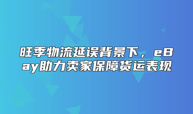 旺季物流延误背景下，eBay助力卖家保障货运表现