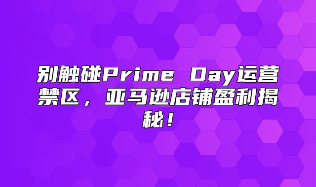别触碰Prime Day运营禁区，亚马逊店铺盈利揭秘！
