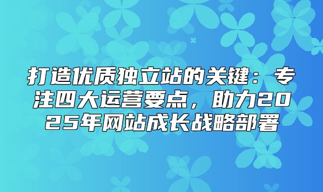 打造优质独立站的关键：专注四大运营要点，助力2025年网站成长战略部署
