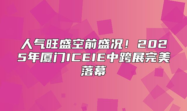 人气旺盛空前盛况！2025年厦门ICEIE中跨展完美落幕