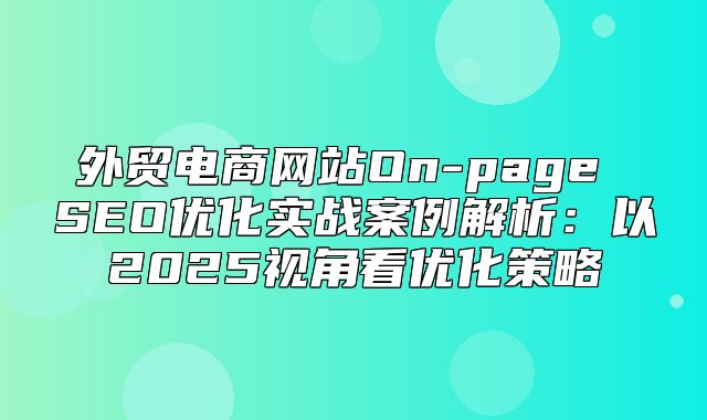 外贸电商网站On-page SEO优化实战案例解析：以2025视角看优化策略