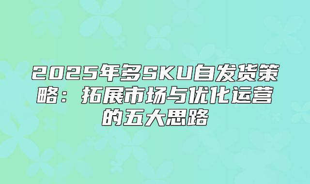 2025年多SKU自发货策略：拓展市场与优化运营的五大思路