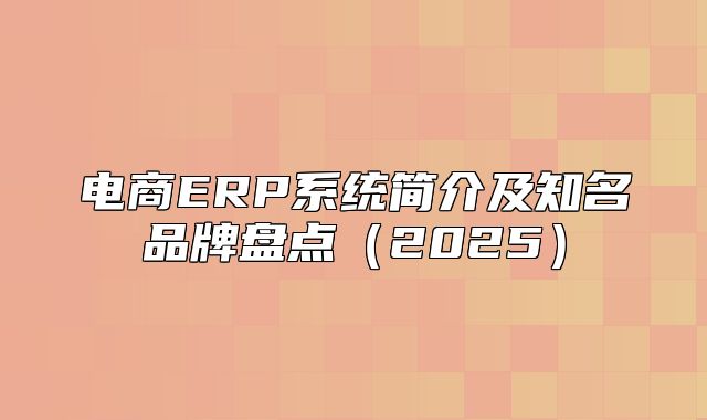 电商ERP系统简介及知名品牌盘点2025