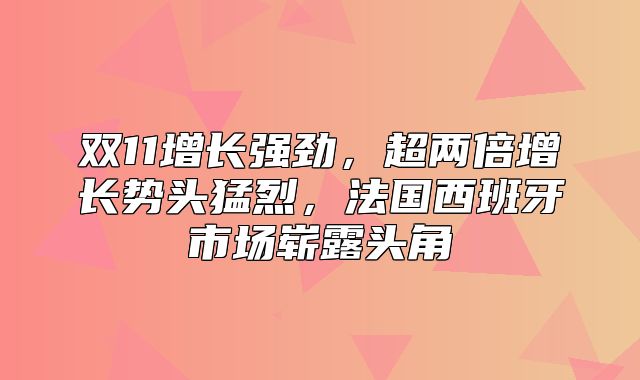 双11增长强劲，超两倍增长势头猛烈，法国西班牙市场崭露头角