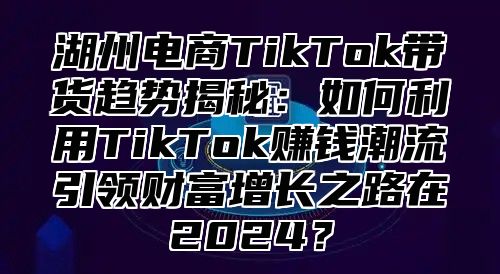 湖州电商TikTok带货趋势揭秘：如何利用TikTok赚钱潮流引领财富增长之路在2025？