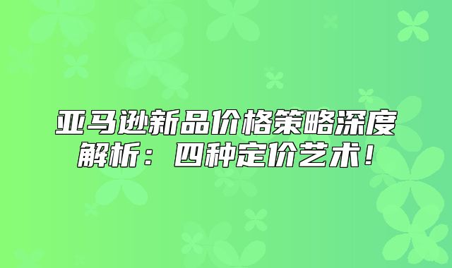 亚马逊新品价格策略深度解析：四种定价艺术！