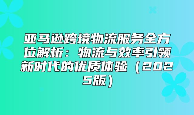 亚马逊跨境物流服务全方位解析：物流与效率引领新时代的优质体验2025版