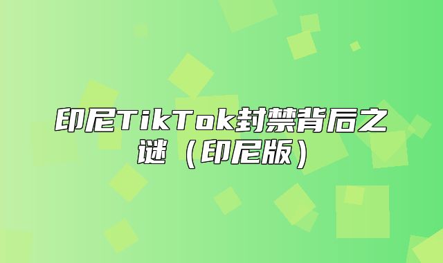 印尼TikTok封禁背后之谜印尼版
