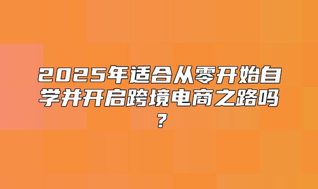 2025年适合从零开始自学并开启跨境电商之路吗？