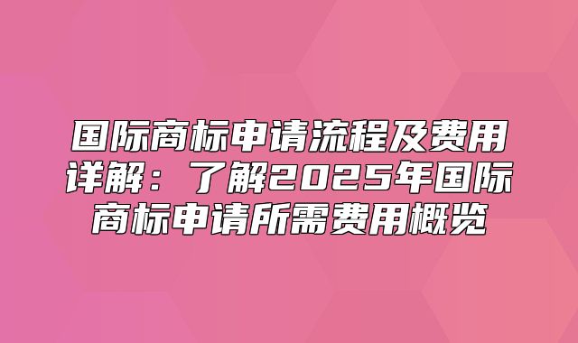 国际商标申请流程及费用详解：了解2025年国际商标申请所需费用概览