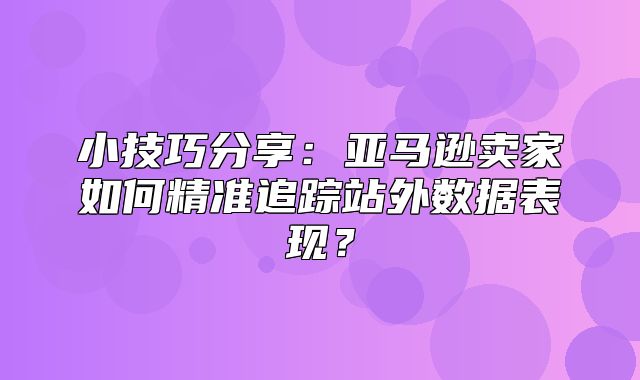 小技巧分享：亚马逊卖家如何精准追踪站外数据表现？