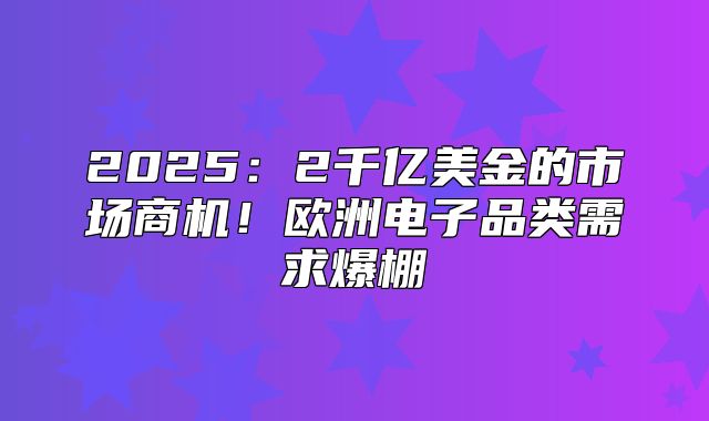 20252千亿美金的市场商机！欧洲电子品类需求爆棚