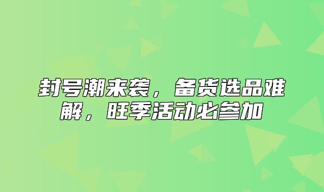 封号潮来袭，备货选品难解，旺季活动必参加