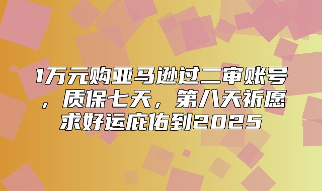 1万元购亚马逊过二审账号，质保七天，第八天祈愿求好运庇佑到2025