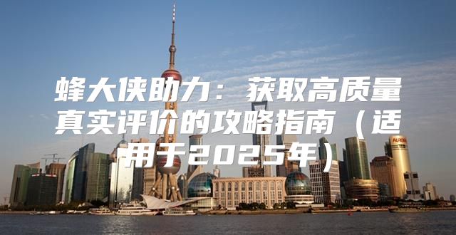 蜂大侠助力：获取高质量真实评价的攻略指南适用于2025年