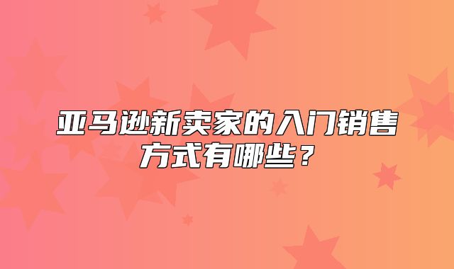 亚马逊新卖家的入门销售方式有哪些？