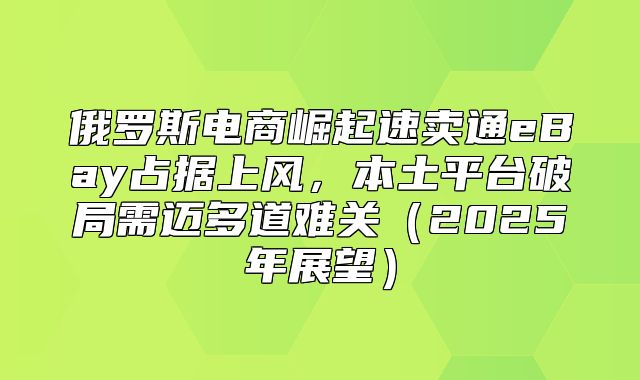 俄罗斯电商崛起速卖通eBay占据上风，本土平台破局需迈多道难关2025年展望