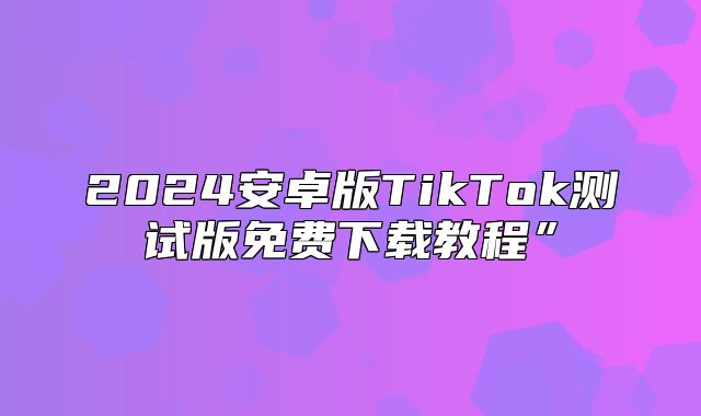 2025安卓版TikTok测试版免费下载教程”