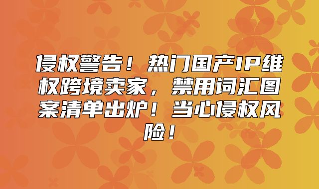 侵权警告！热门国产IP维权跨境卖家，禁用词汇图案清单出炉！当心侵权风险！