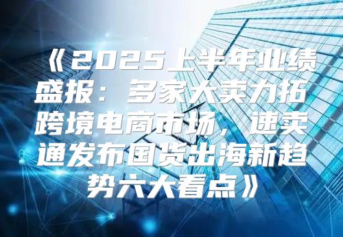 2025上半年业绩盛报：多家大卖力拓跨境电商市场，速卖通发布国货出海新趋势六大看点
