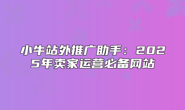 小牛站外推广助手：2025年卖家运营必备网站